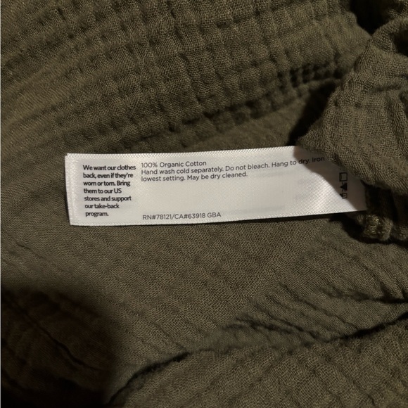 Eileen Fisher 100% Organic Cotton Gauze Tunic Top Olive Green Size M - Picture 4 of 4